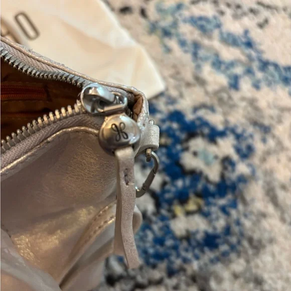 HOBO Kingston Mini Tote in Metallic Silver Leather w/ removable crossbody strap - Picture 9 of 14